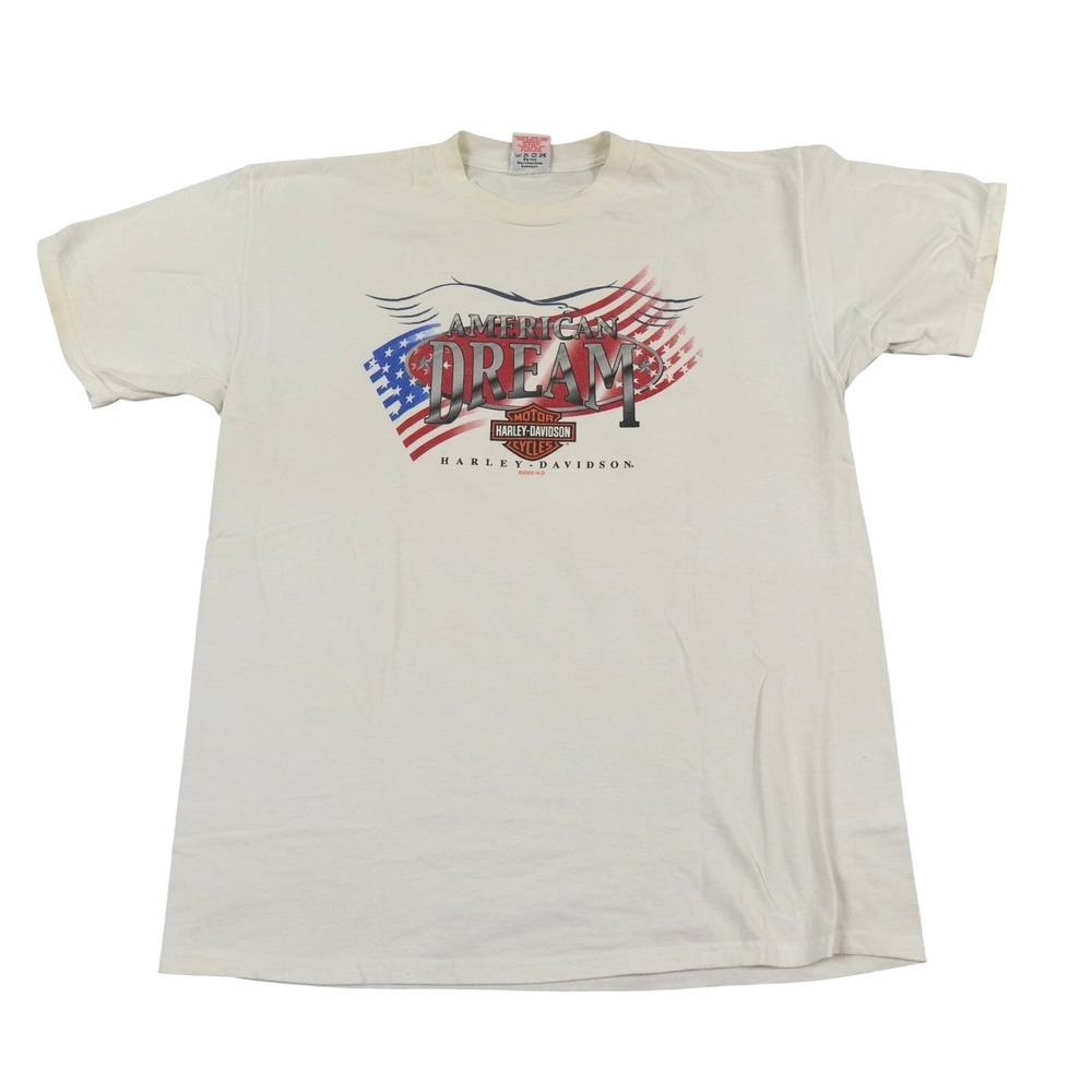 VTG Harley Davidson American Dream Shirt Men XL White Graphic‎ Moose Bear Eagle